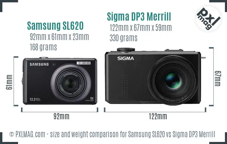 Samsung SL620 vs Sigma DP3 Merrill size comparison