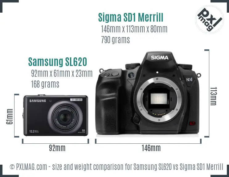Samsung SL620 vs Sigma SD1 Merrill size comparison
