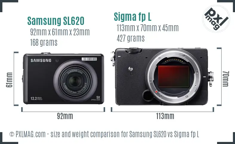 Samsung SL620 vs Sigma fp L size comparison