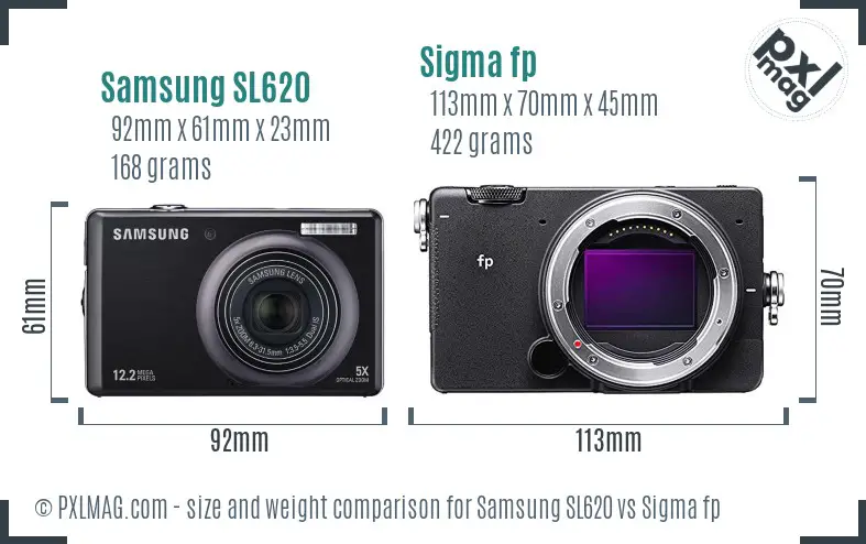 Samsung SL620 vs Sigma fp size comparison