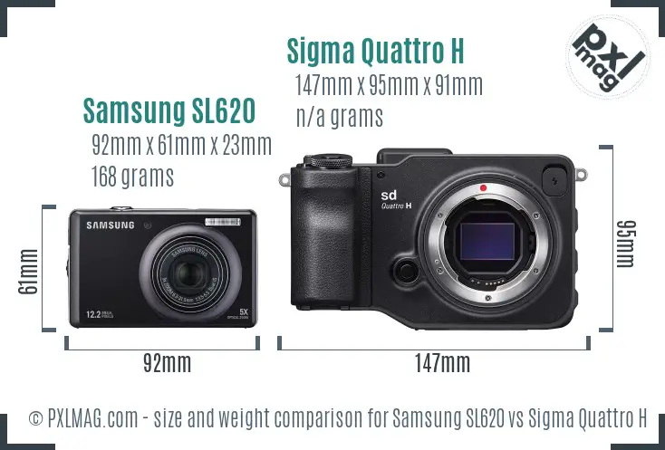 Samsung SL620 vs Sigma Quattro H size comparison