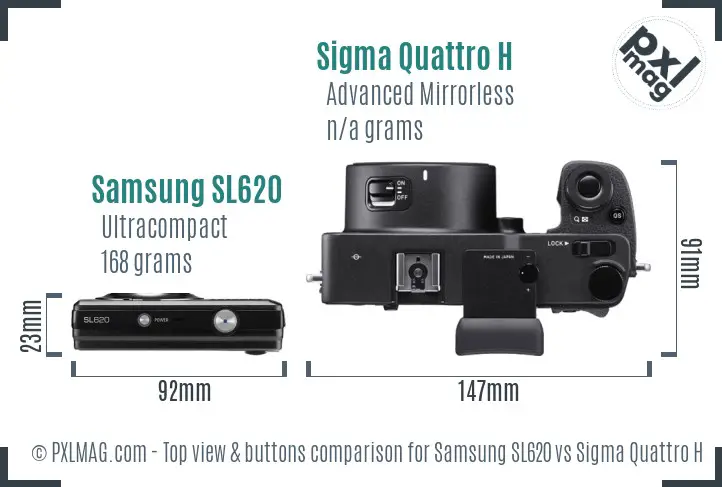 Samsung SL620 vs Sigma Quattro H top view buttons comparison