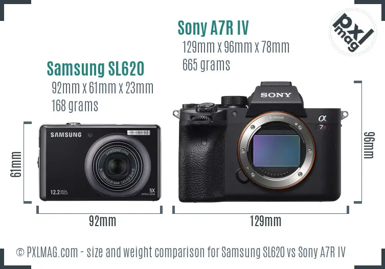 Samsung SL620 vs Sony A7R IV size comparison