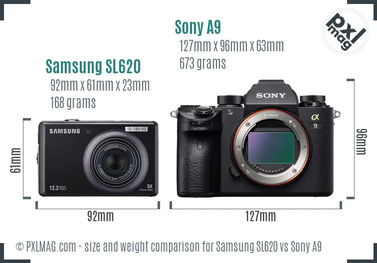 Samsung SL620 vs Sony A9 size comparison Samsung SL620 vs Sony A9 size comparison