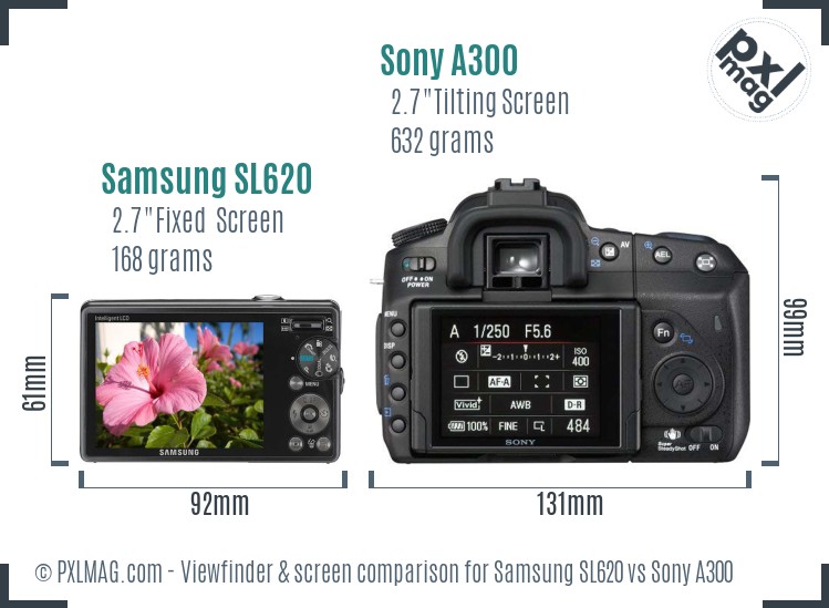 Samsung SL620 vs Sony A300 Screen and Viewfinder comparison