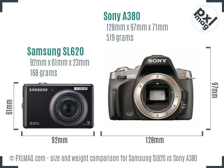 Samsung SL620 vs Sony A380 size comparison Samsung SL620 vs Sony A380 size comparison