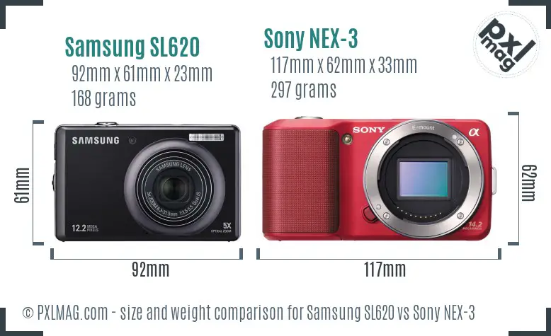Samsung SL620 vs Sony NEX-3 size comparison