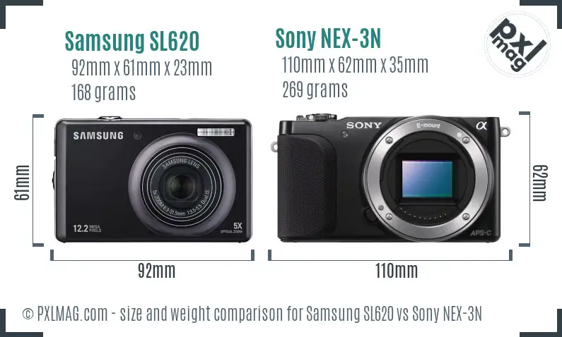 Samsung SL620 vs Sony NEX-3N size comparison