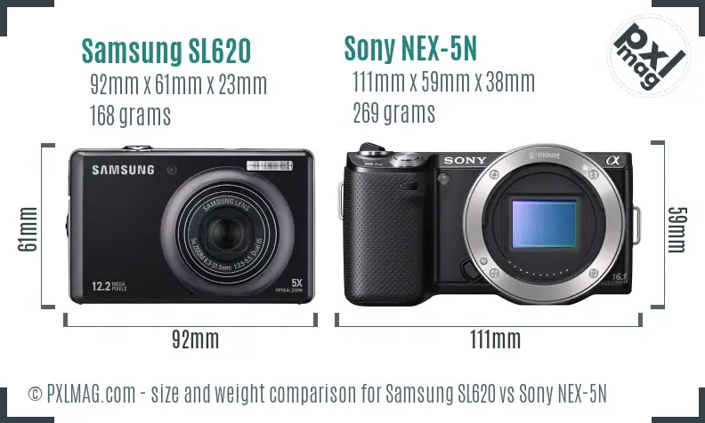 Samsung SL620 vs Sony NEX-5N size comparison