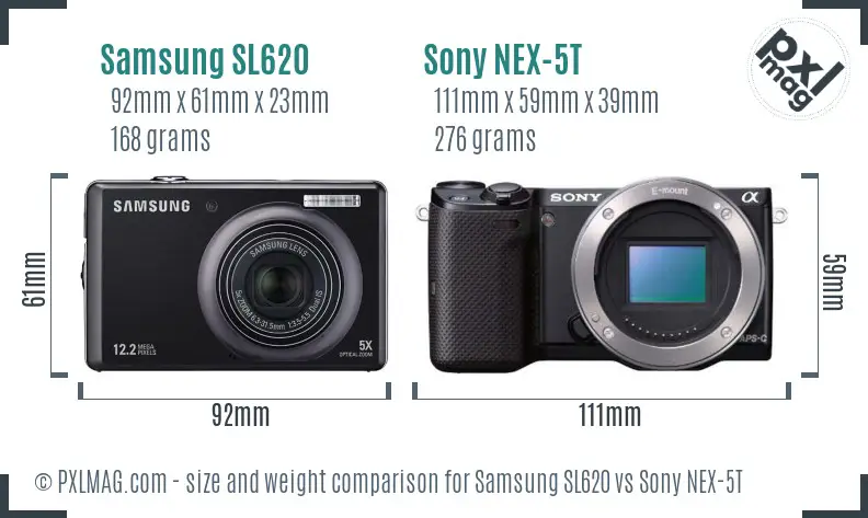 Samsung SL620 vs Sony NEX-5T size comparison