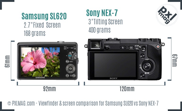 Samsung SL620 vs Sony NEX-7 Screen and Viewfinder comparison