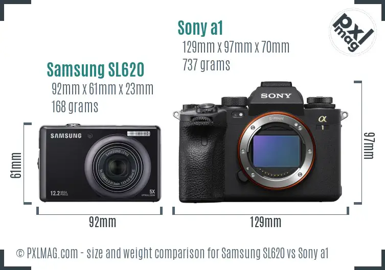 Samsung SL620 vs Sony a1 size comparison