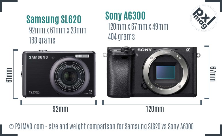 Samsung SL620 vs Sony A6300 size comparison Samsung SL620 vs Sony A6300 size comparison