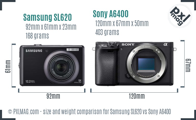 Samsung SL620 vs Sony A6400 size comparison Samsung SL620 vs Sony A6400 size comparison
