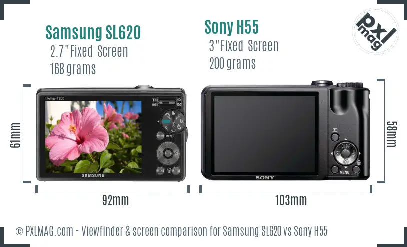 Samsung SL620 vs Sony H55 Screen and Viewfinder comparison Samsung SL620 vs Sony H55 Screen and Viewfinder comparison