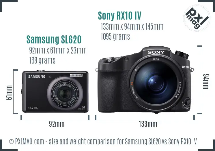 Samsung SL620 vs Sony RX10 IV size comparison