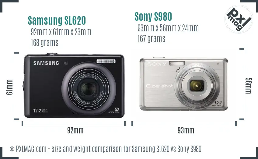 Samsung SL620 vs Sony S980 size comparison