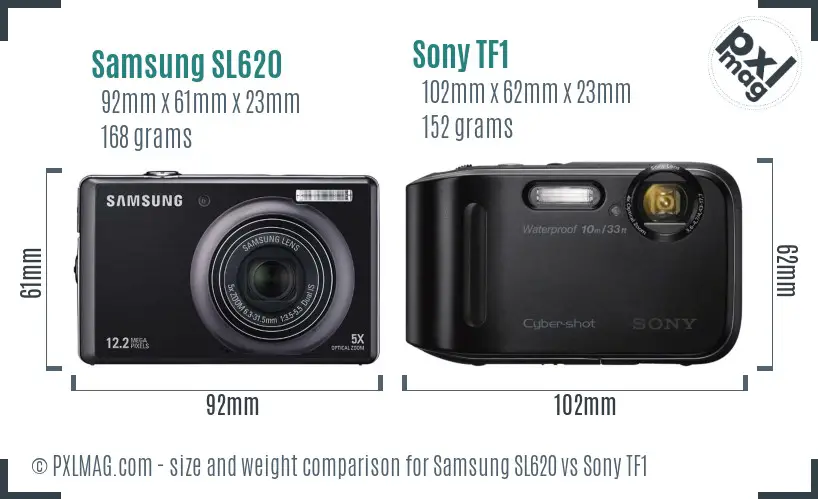 Samsung SL620 vs Sony TF1 size comparison