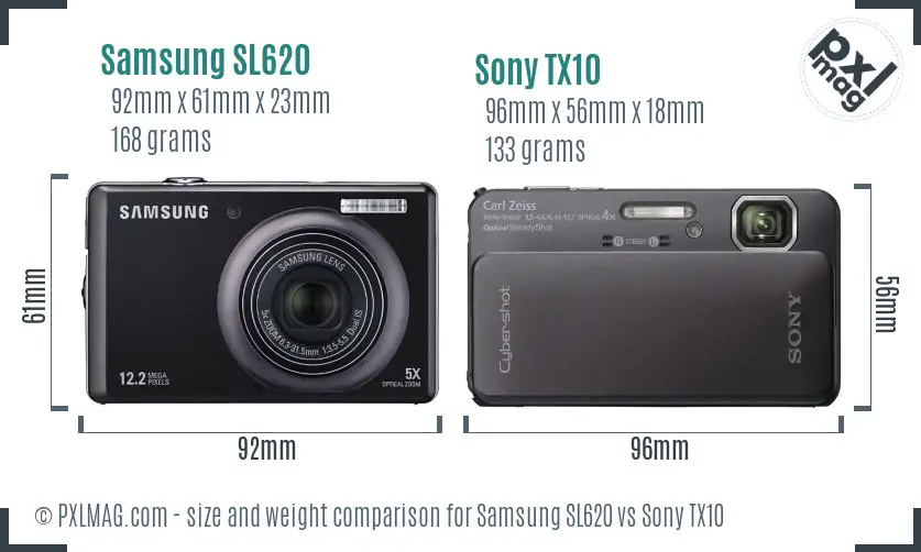 Samsung SL620 vs Sony TX10 size comparison