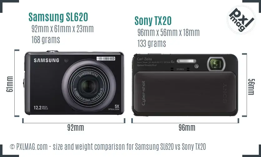 Samsung SL620 vs Sony TX20 size comparison
