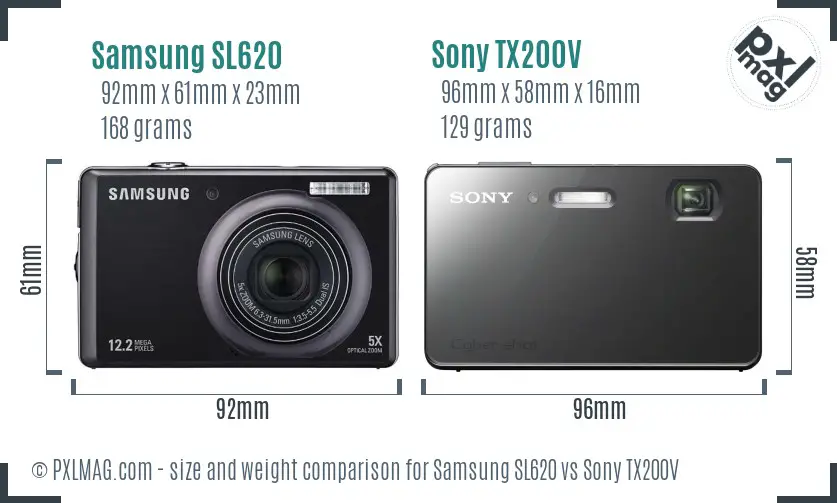 Samsung SL620 vs Sony TX200V size comparison