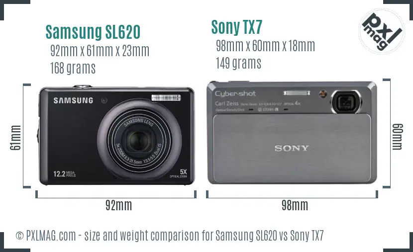 Samsung SL620 vs Sony TX7 size comparison