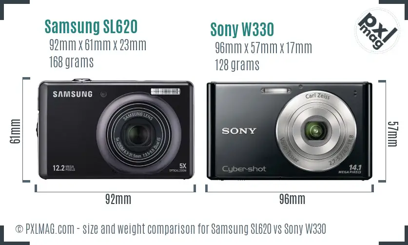Samsung SL620 vs Sony W330 size comparison