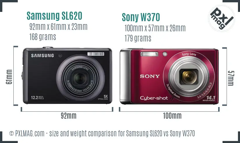 Samsung SL620 vs Sony W370 size comparison