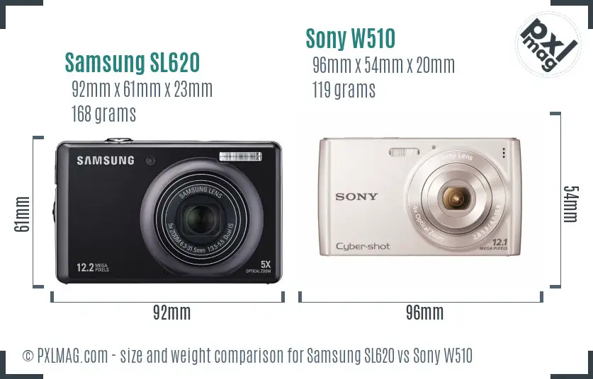 Samsung SL620 vs Sony W510 size comparison