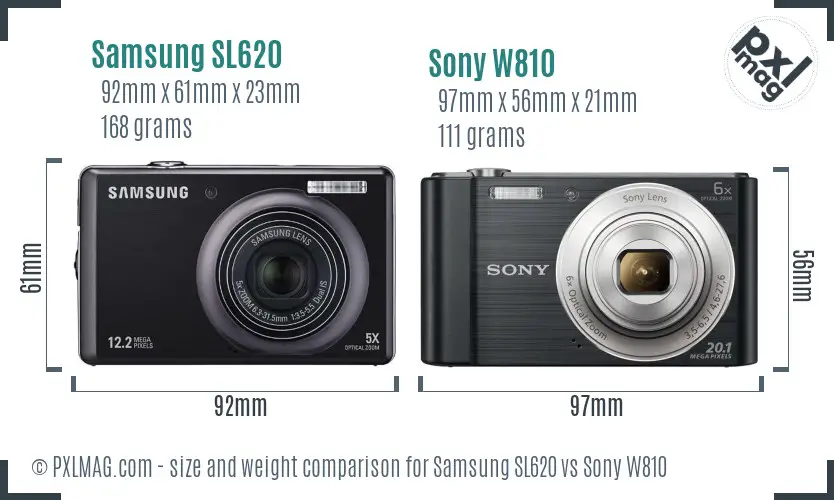 Samsung SL620 vs Sony W810 size comparison