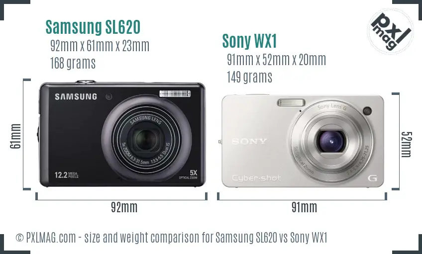 Samsung SL620 vs Sony WX1 size comparison