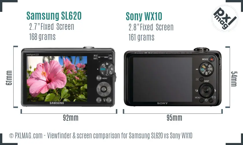 Samsung SL620 vs Sony WX10 Screen and Viewfinder comparison Samsung SL620 vs Sony WX10 Screen and Viewfinder comparison