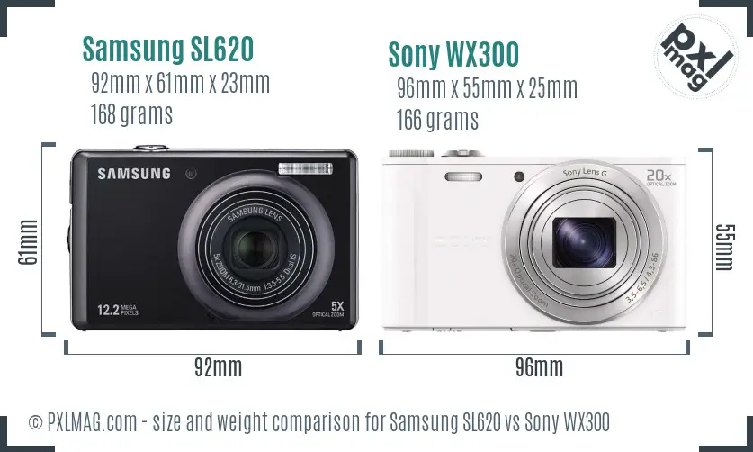 Samsung SL620 vs Sony WX300 size comparison