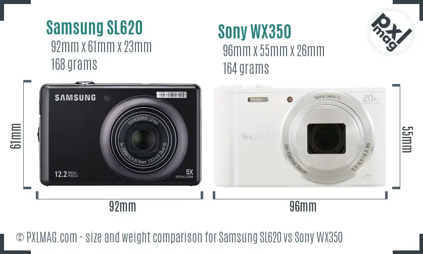 Samsung SL620 vs Sony WX350 size comparison