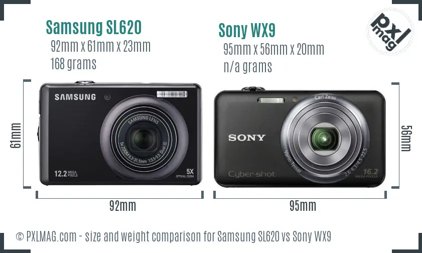 Samsung SL620 vs Sony WX9 size comparison