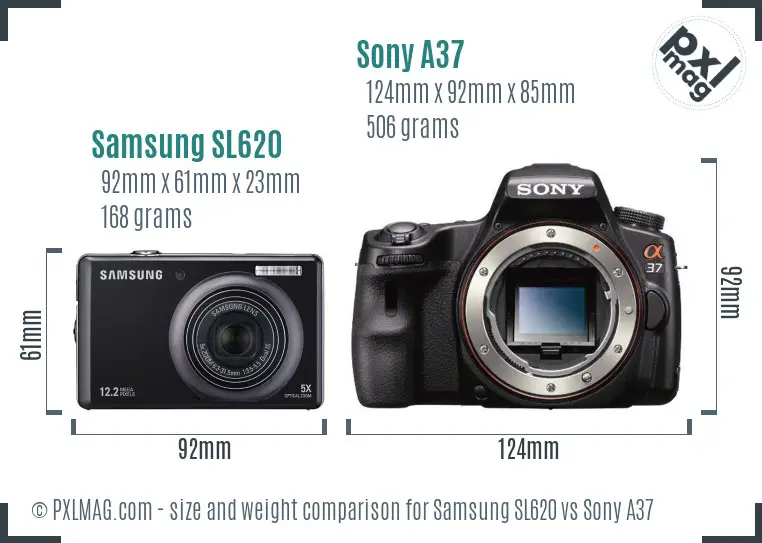 Samsung SL620 vs Sony A37 size comparison