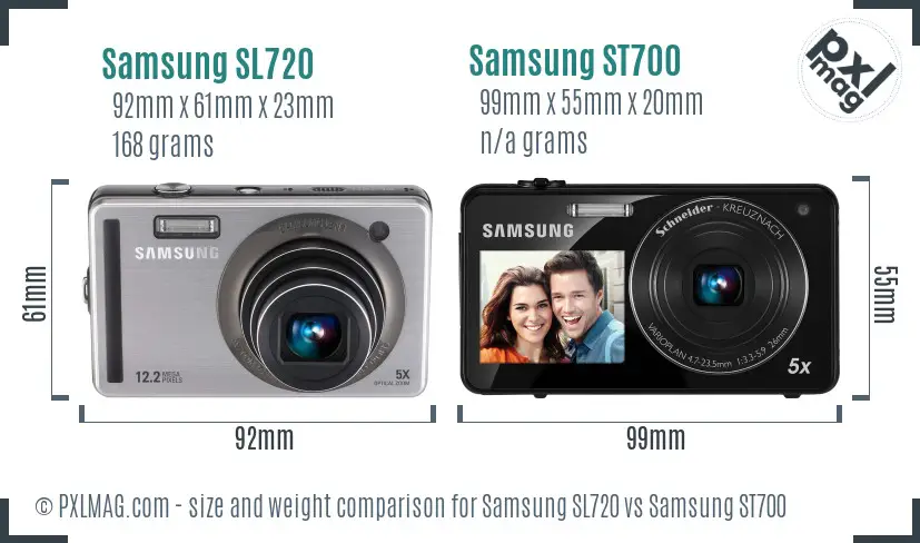 Samsung SL720 vs Samsung ST700 size comparison