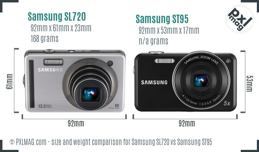 Samsung SL720 vs Samsung ST95 size comparison