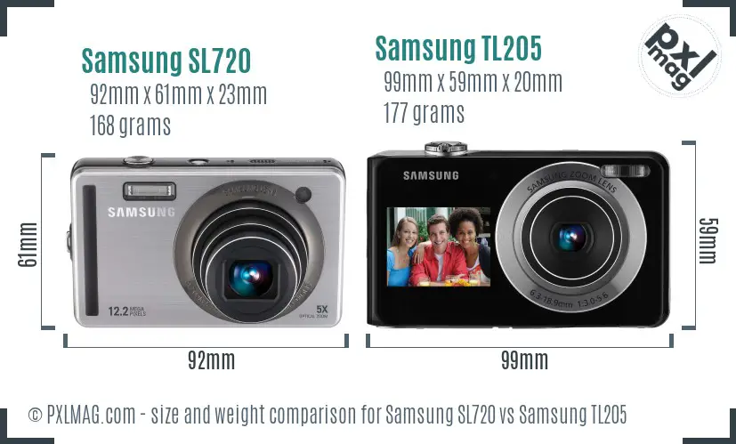 Samsung SL720 vs Samsung TL205 size comparison