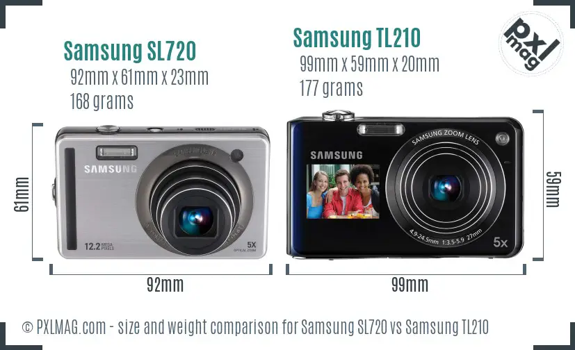 Samsung SL720 vs Samsung TL210 size comparison