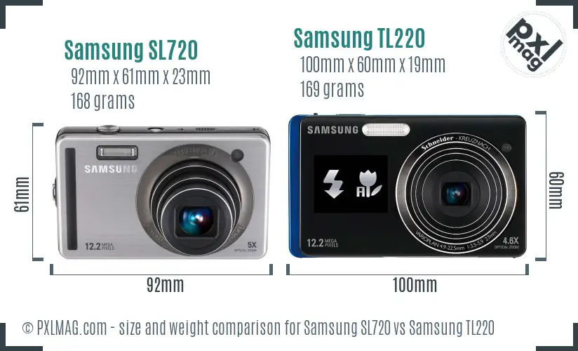 Samsung SL720 vs Samsung TL220 size comparison