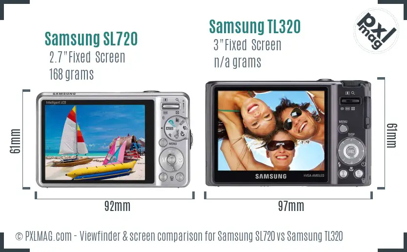 Samsung SL720 vs Samsung TL320 Screen and Viewfinder comparison
