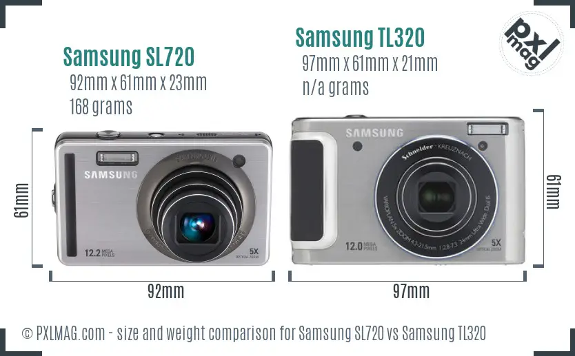 Samsung SL720 vs Samsung TL320 size comparison