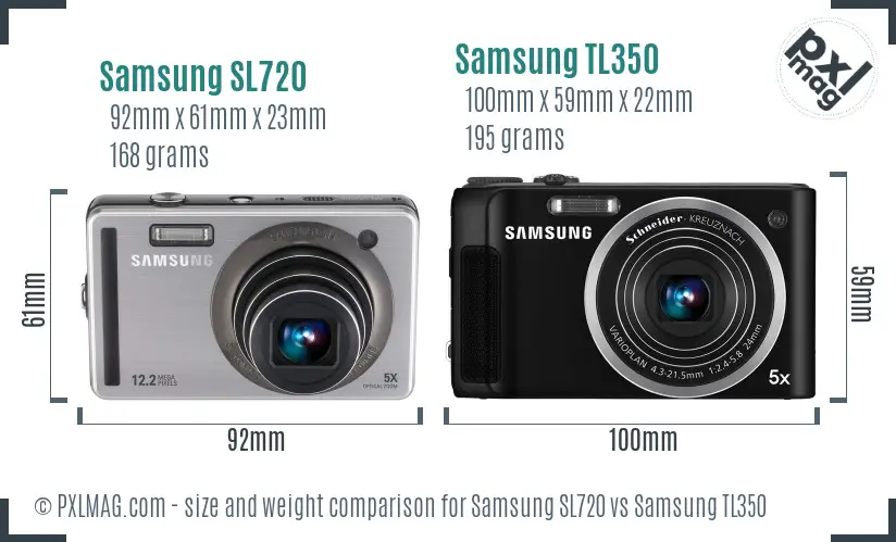 Samsung SL720 vs Samsung TL350 size comparison