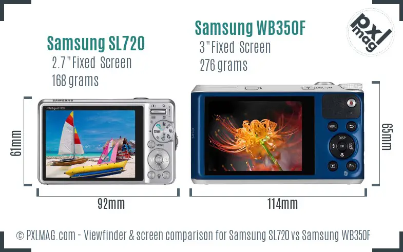 Samsung SL720 vs Samsung WB350F Screen and Viewfinder comparison
