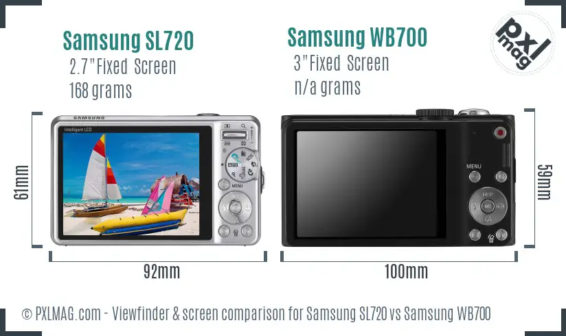 Samsung SL720 vs Samsung WB700 Screen and Viewfinder comparison
