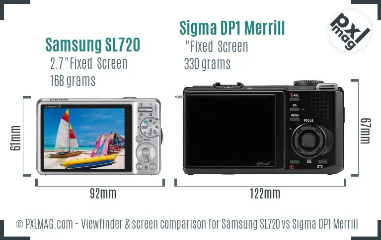 Samsung SL720 vs Sigma DP1 Merrill Screen and Viewfinder comparison