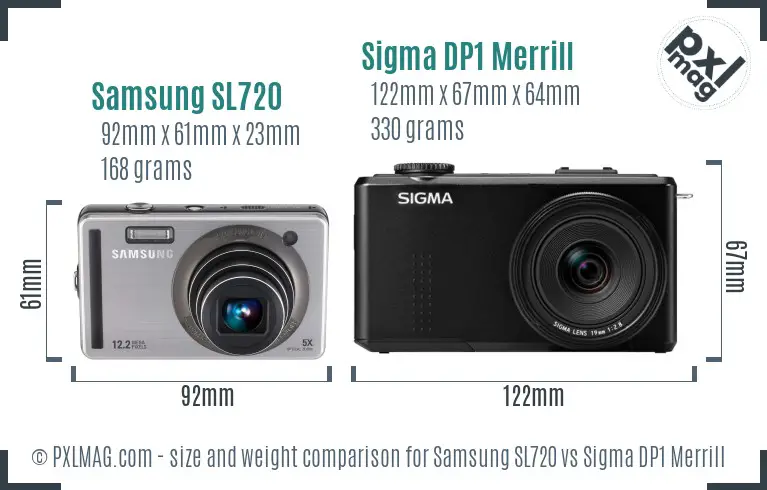 Samsung SL720 vs Sigma DP1 Merrill size comparison
