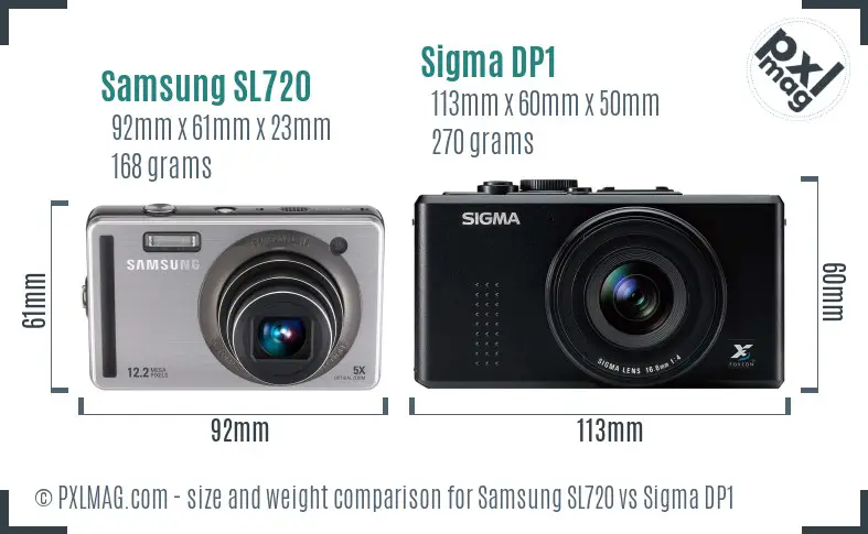 Samsung SL720 vs Sigma DP1 size comparison