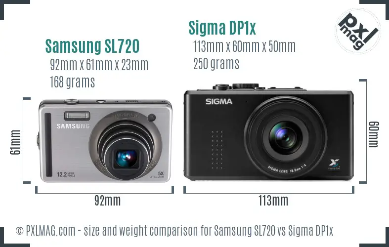 Samsung SL720 vs Sigma DP1x size comparison